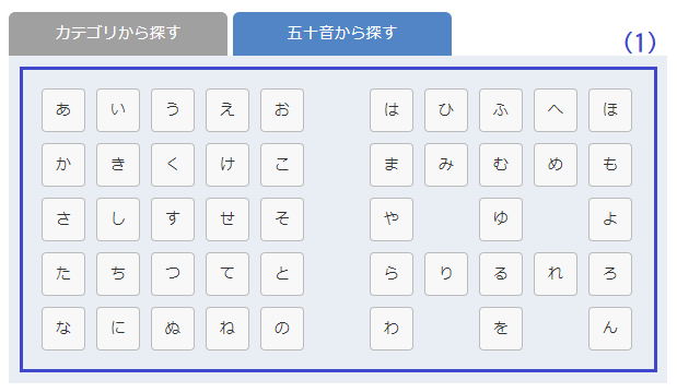 五十音検索画面イメージ