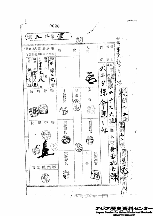 火工分課命課の件