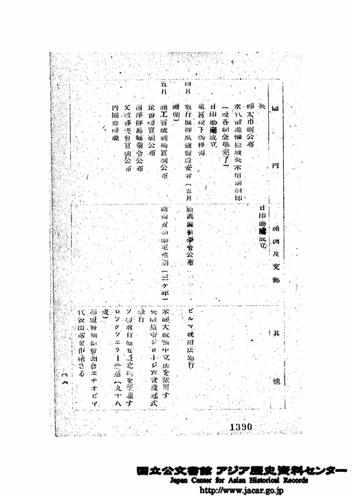 満洲事変及支那事変関係史実一覧表（2）